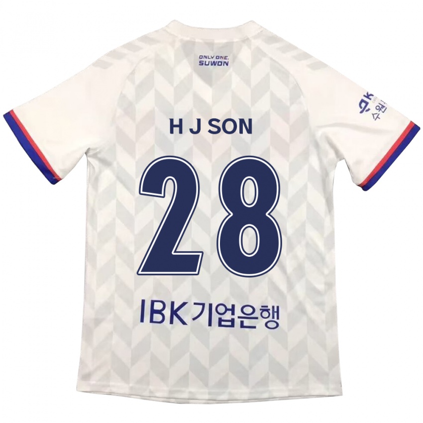 Niño Camiseta Jun-Ho Son #28 Blanco Azul 2ª Equipación 2024/25 La Camisa