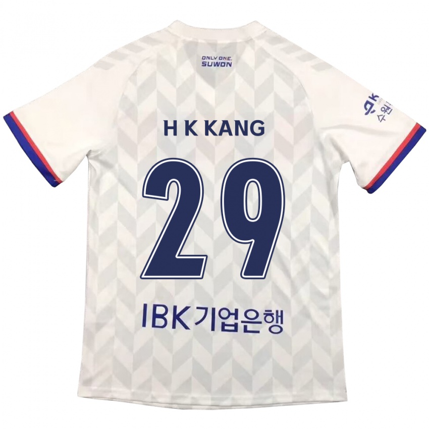 Niño Camiseta Kyo-Hun Kang #29 Blanco Azul 2ª Equipación 2024/25 La Camisa