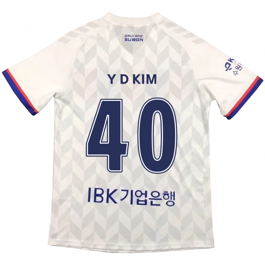 Niño Camiseta Do-Yoon Kim #40 Blanco Azul 2ª Equipación 2024/25 La Camisa