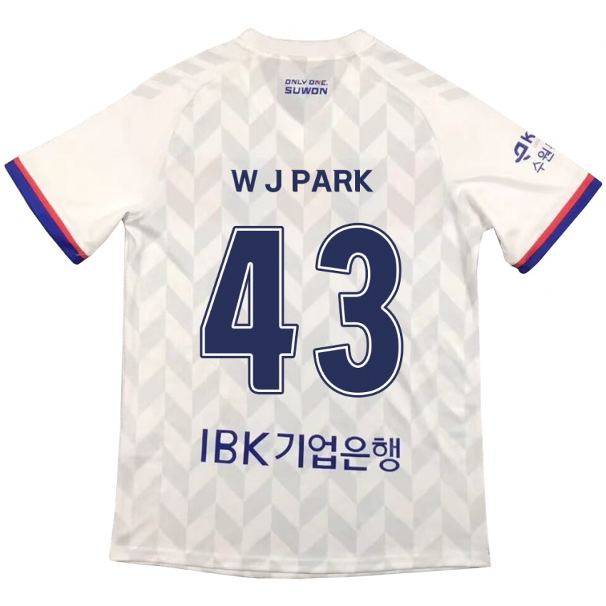 Niño Camiseta Jin-Woo Park #43 Blanco Azul 2ª Equipación 2024/25 La Camisa