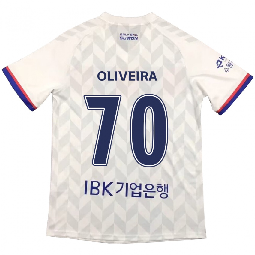 Niño Camiseta Anderson Oliveira #70 Blanco Azul 2ª Equipación 2024/25 La Camisa