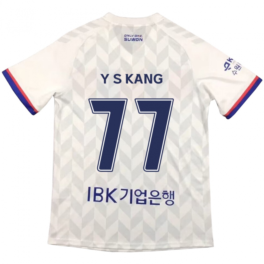 Niño Camiseta Sang-Yun Kang #77 Blanco Azul 2ª Equipación 2024/25 La Camisa