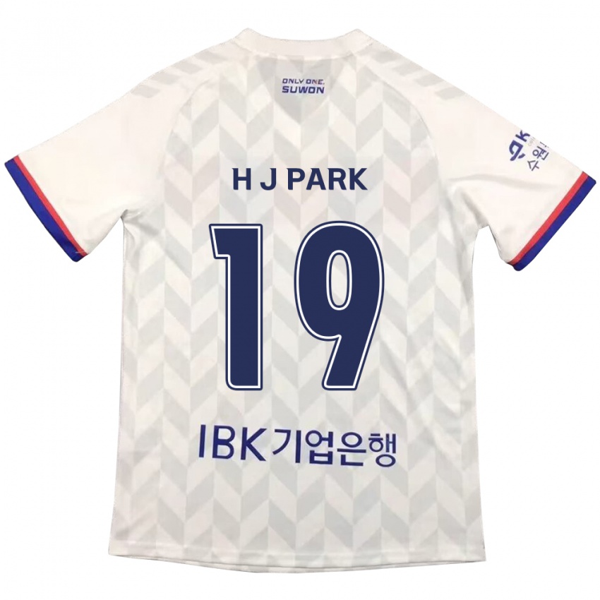 Niño Camiseta Jun-Hui Park #19 Blanco Azul 2ª Equipación 2024/25 La Camisa