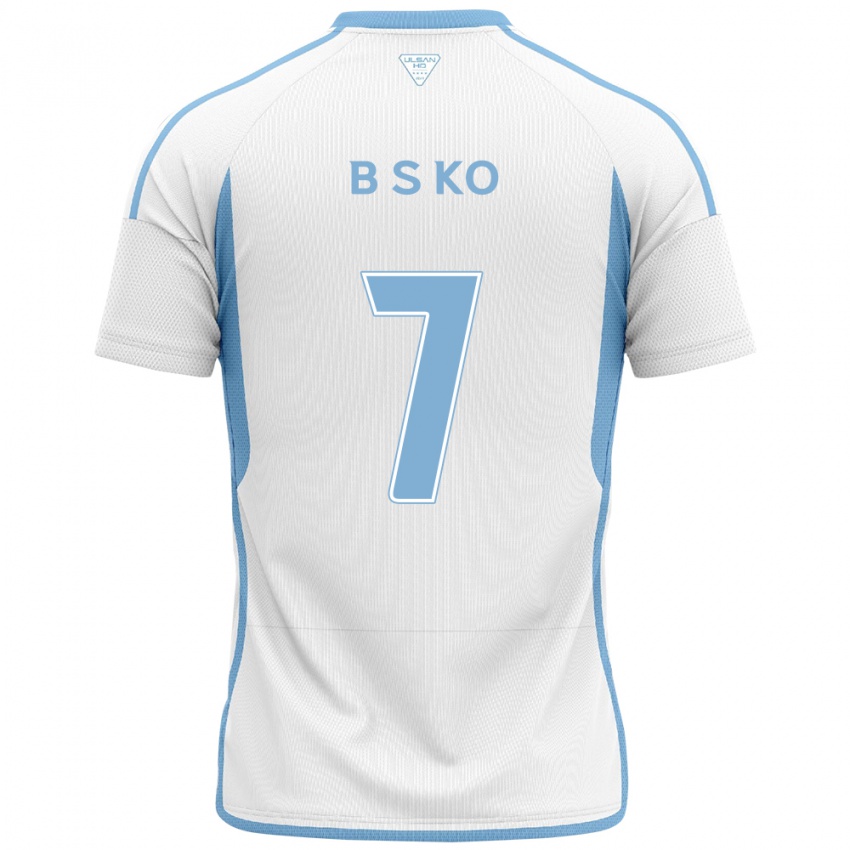 Niño Camiseta Seung-Beom Ko #7 Blanco Azul 2ª Equipación 2024/25 La Camisa