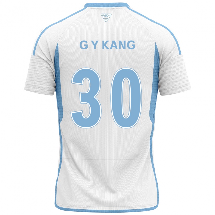 Niño Camiseta Yun-Gu Kang #30 Blanco Azul 2ª Equipación 2024/25 La Camisa