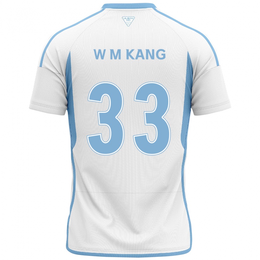 Niño Camiseta Min-Woo Kang #33 Blanco Azul 2ª Equipación 2024/25 La Camisa