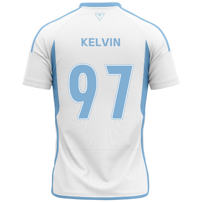 Niño Camiseta Kelvin #97 Blanco Azul 2ª Equipación 2024/25 La Camisa