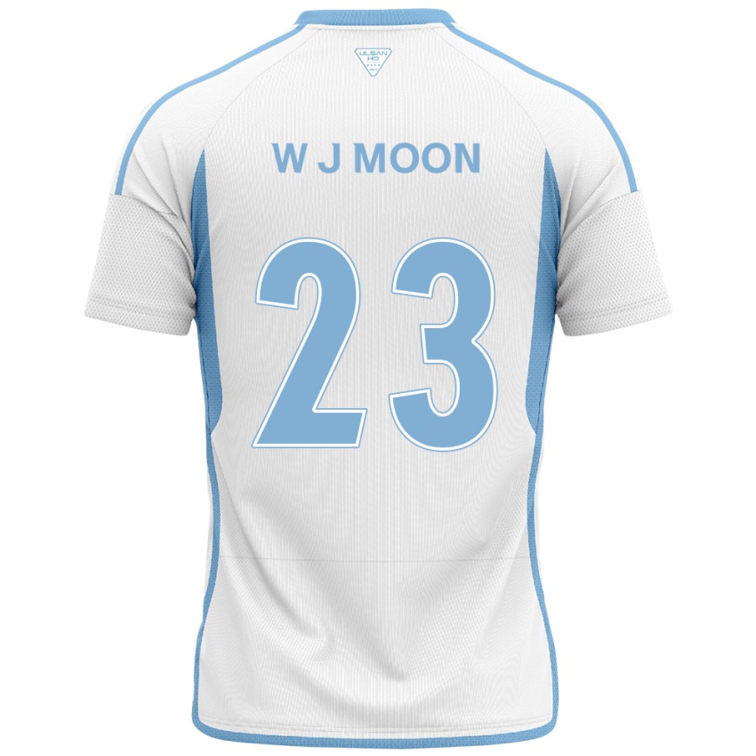 Niño Camiseta Ji-Won Moon #23 Blanco Azul 2ª Equipación 2024/25 La Camisa