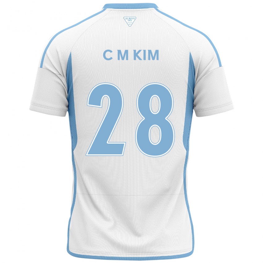 Niño Camiseta Min-Chan Kim #28 Blanco Azul 2ª Equipación 2024/25 La Camisa