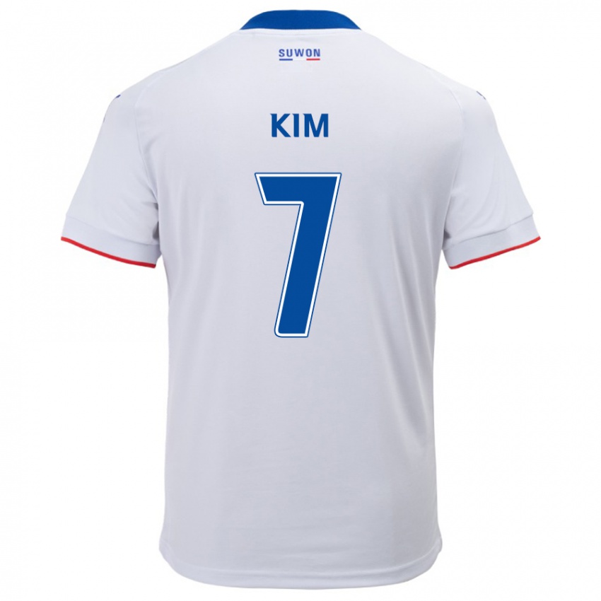 Niño Camiseta Hyun Kim #7 Blanco Azul 2ª Equipación 2024/25 La Camisa