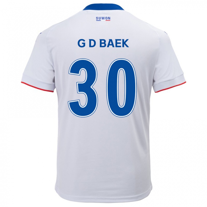 Niño Camiseta Dong-Gyu Baek #30 Blanco Azul 2ª Equipación 2024/25 La Camisa