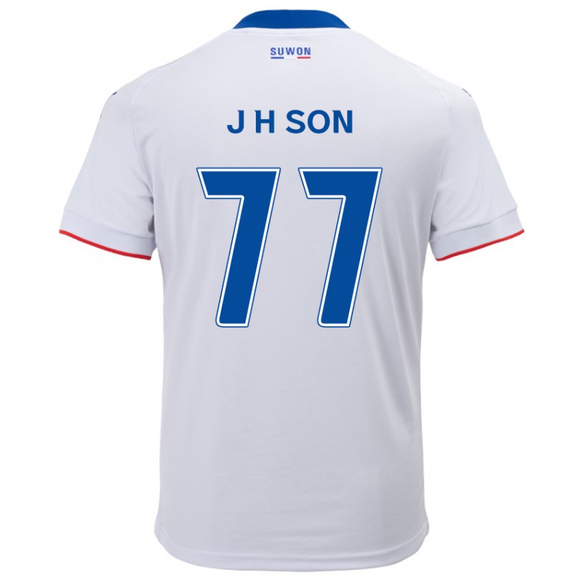 Niño Camiseta Ho-Jun Son #77 Blanco Azul 2ª Equipación 2024/25 La Camisa