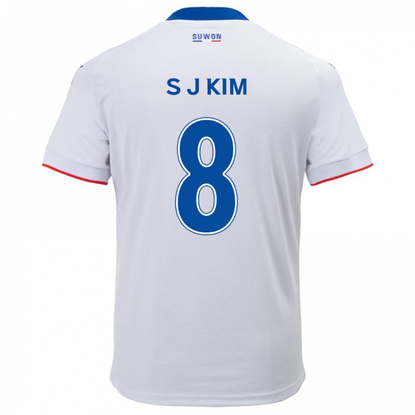 Niño Camiseta Ji-Sung Kim #8 Blanco Azul 2ª Equipación 2024/25 La Camisa