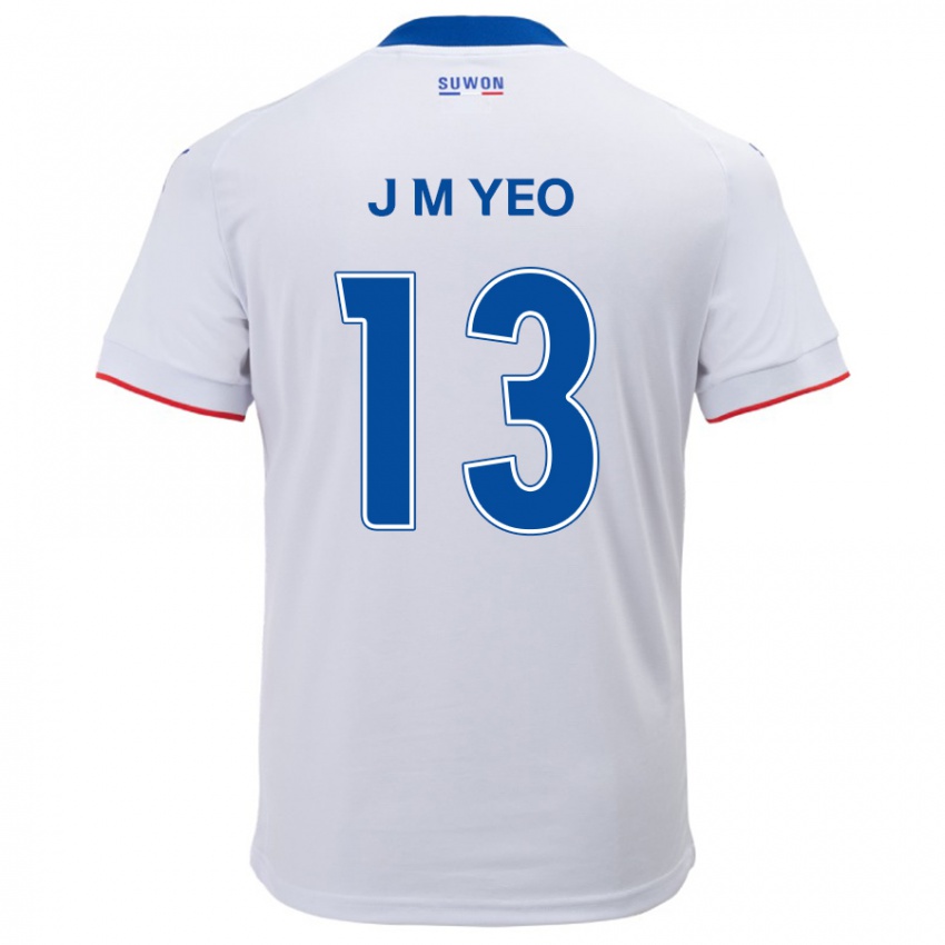 Niño Camiseta Min-Jun Yeo #13 Blanco Azul 2ª Equipación 2024/25 La Camisa