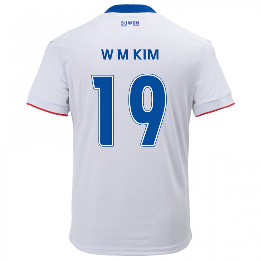 Niño Camiseta Min-Woo Kim #19 Blanco Azul 2ª Equipación 2024/25 La Camisa