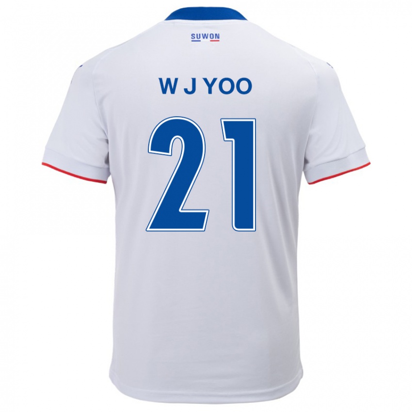 Niño Camiseta Jin-Wook Yoo #21 Blanco Azul 2ª Equipación 2024/25 La Camisa