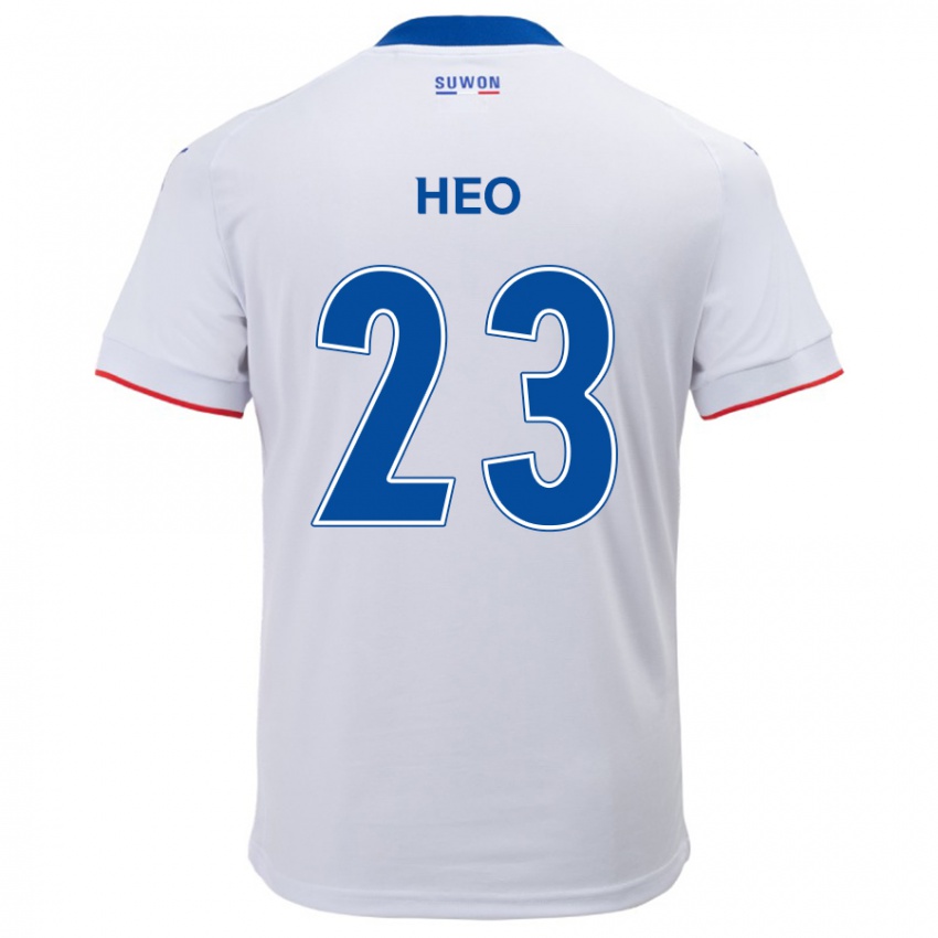 Niño Camiseta Hwan Heo #23 Blanco Azul 2ª Equipación 2024/25 La Camisa