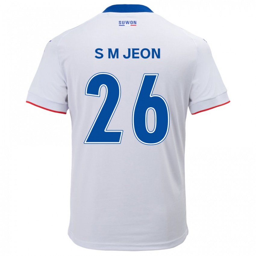 Niño Camiseta Min-Seung Jeon #26 Blanco Azul 2ª Equipación 2024/25 La Camisa