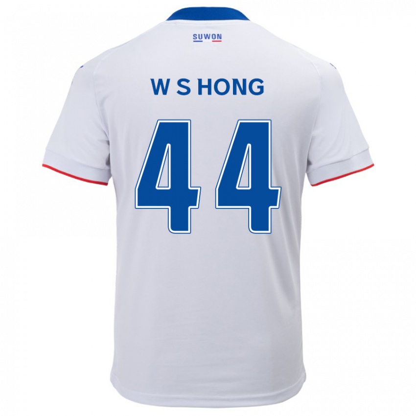 Niño Camiseta Sang-Won Hong #44 Blanco Azul 2ª Equipación 2024/25 La Camisa