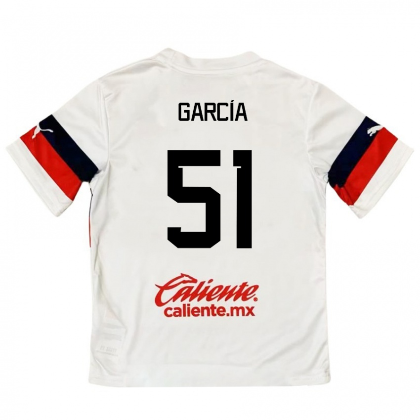 Niño Camiseta Eduardo García #51 Blanco Rojo 2ª Equipación 2024/25 La Camisa