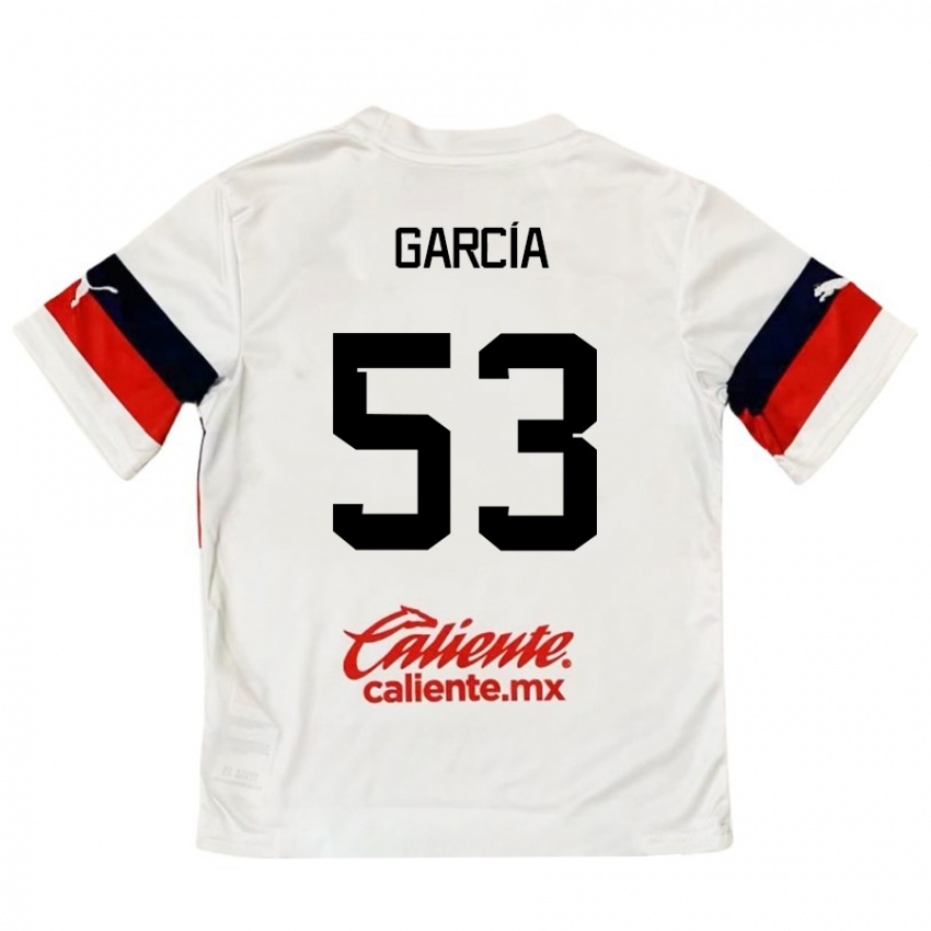 Niño Camiseta Uziel García #53 Blanco Rojo 2ª Equipación 2024/25 La Camisa