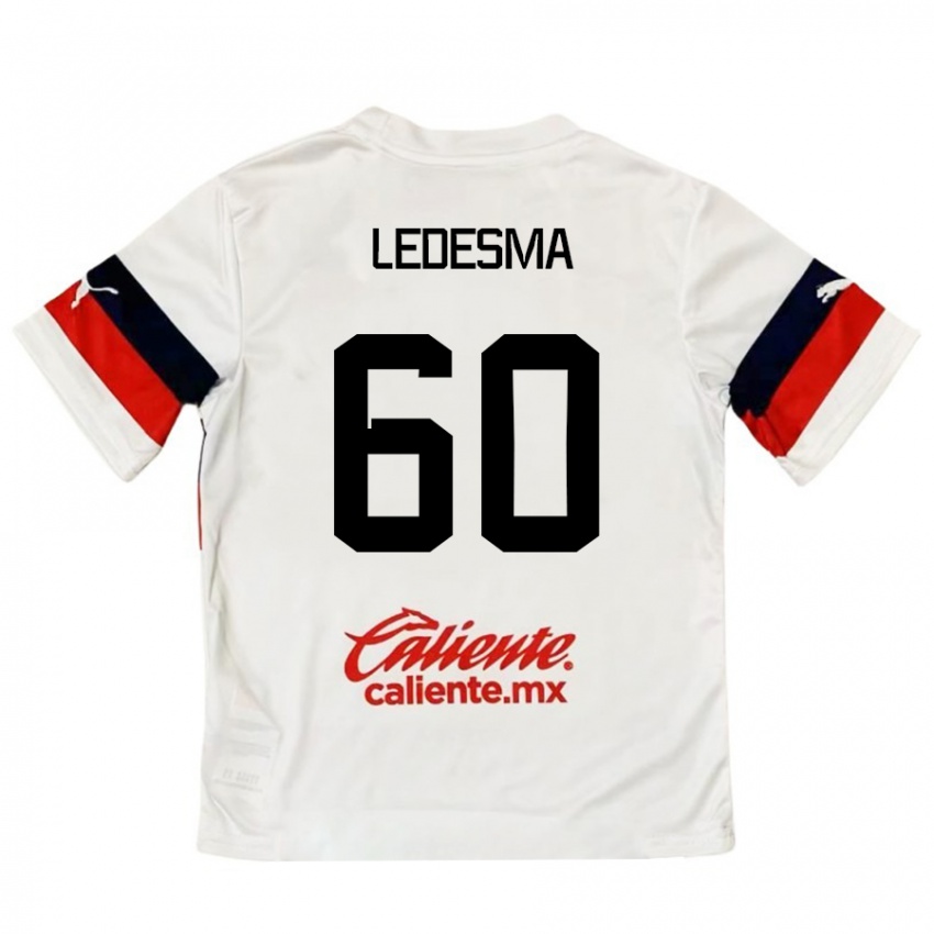 Niño Camiseta Luis Ledesma #60 Blanco Rojo 2ª Equipación 2024/25 La Camisa