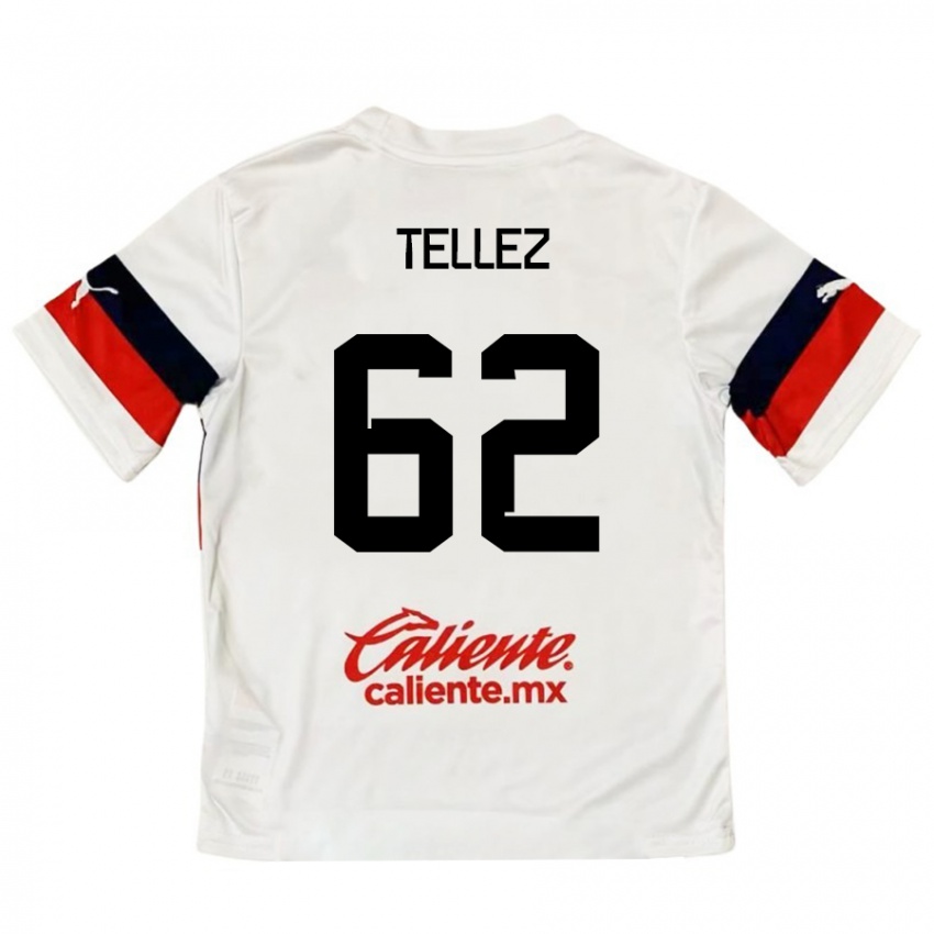 Niño Camiseta Brandon Téllez #62 Blanco Rojo 2ª Equipación 2024/25 La Camisa