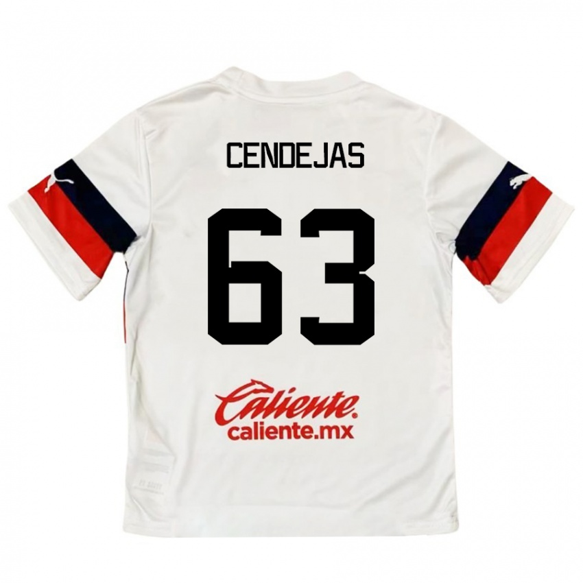 Niño Camiseta Matías Cendejas #63 Blanco Rojo 2ª Equipación 2024/25 La Camisa