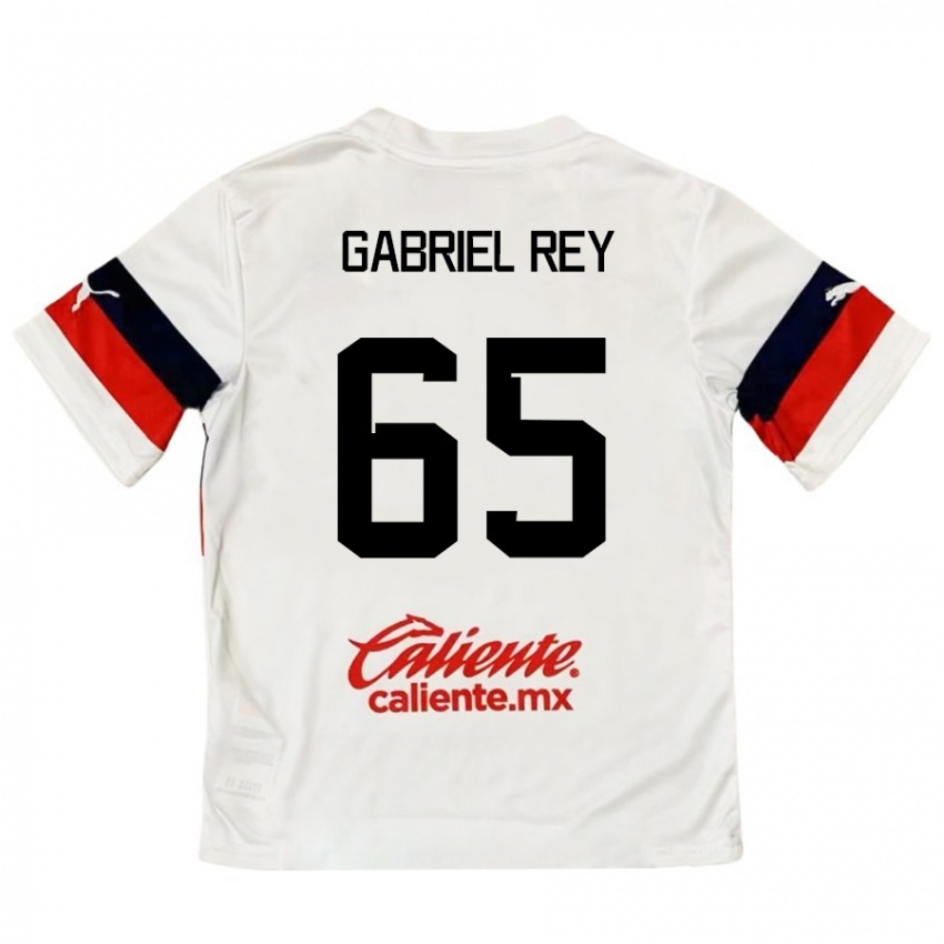 Niño Camiseta Luis Gabriel Rey #65 Blanco Rojo 2ª Equipación 2024/25 La Camisa