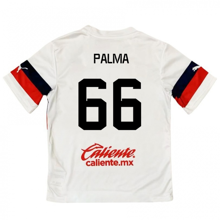 Niño Camiseta Arturo Palma #66 Blanco Rojo 2ª Equipación 2024/25 La Camisa