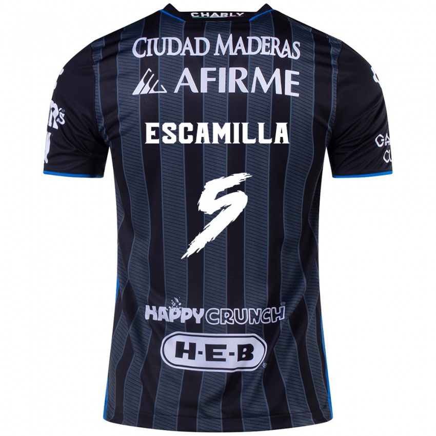 Niño Camiseta Kevin Escamilla #5 Blanco Negro 2ª Equipación 2024/25 La Camisa