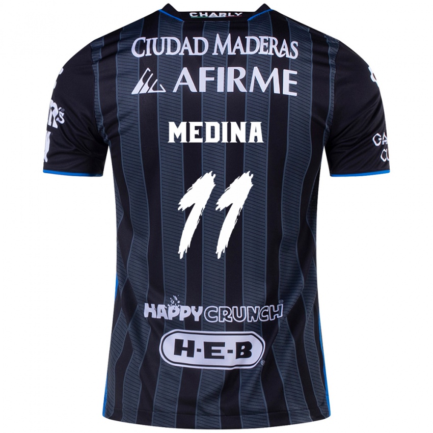 Niño Camiseta Alan Medina #11 Blanco Negro 2ª Equipación 2024/25 La Camisa