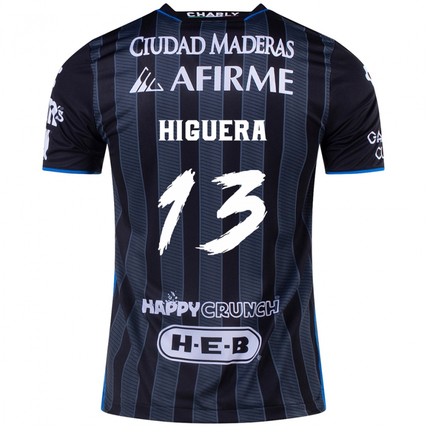 Niño Camiseta Carlos Higuera #13 Blanco Negro 2ª Equipación 2024/25 La Camisa