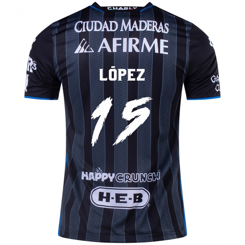 Niño Camiseta Víctor López #15 Blanco Negro 2ª Equipación 2024/25 La Camisa