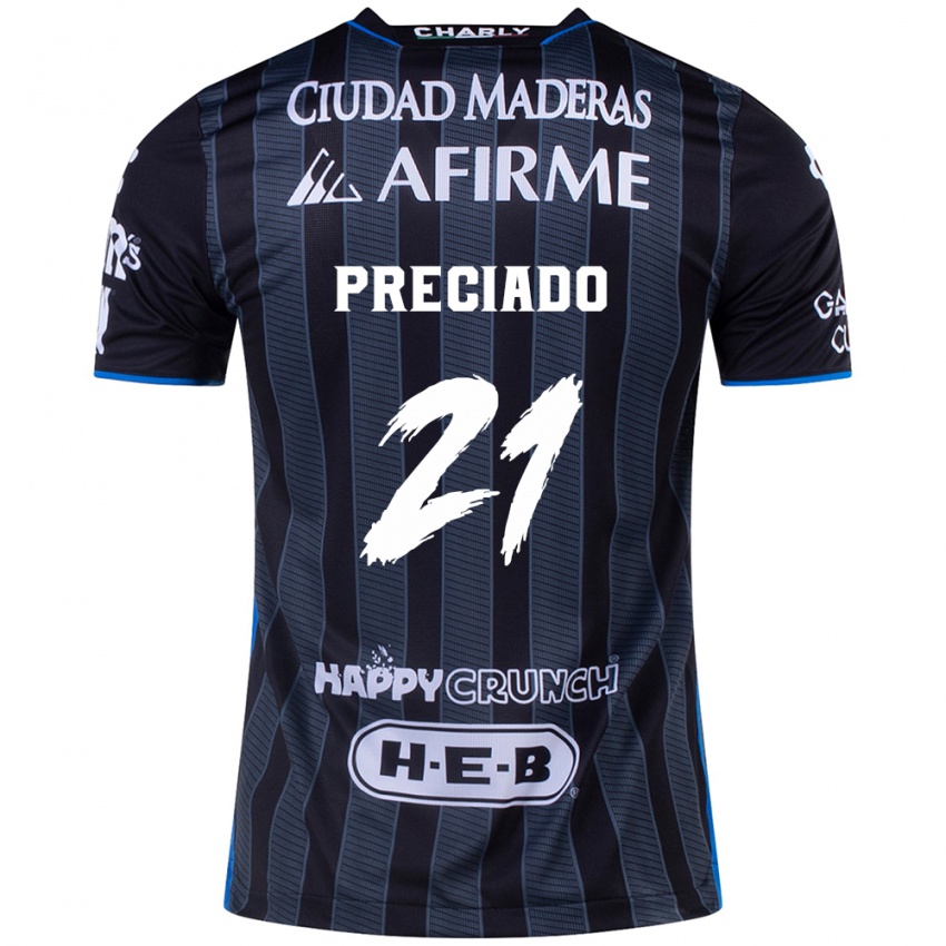 Niño Camiseta Ayrton Preciado #21 Blanco Negro 2ª Equipación 2024/25 La Camisa