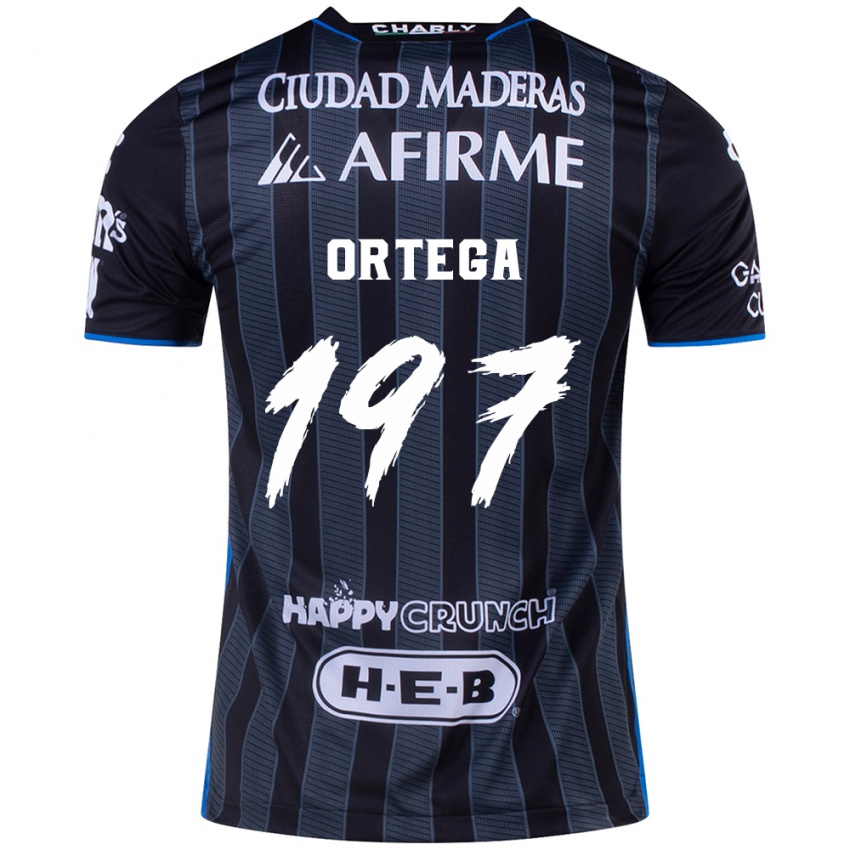 Niño Camiseta Javier Ortega #197 Blanco Negro 2ª Equipación 2024/25 La Camisa