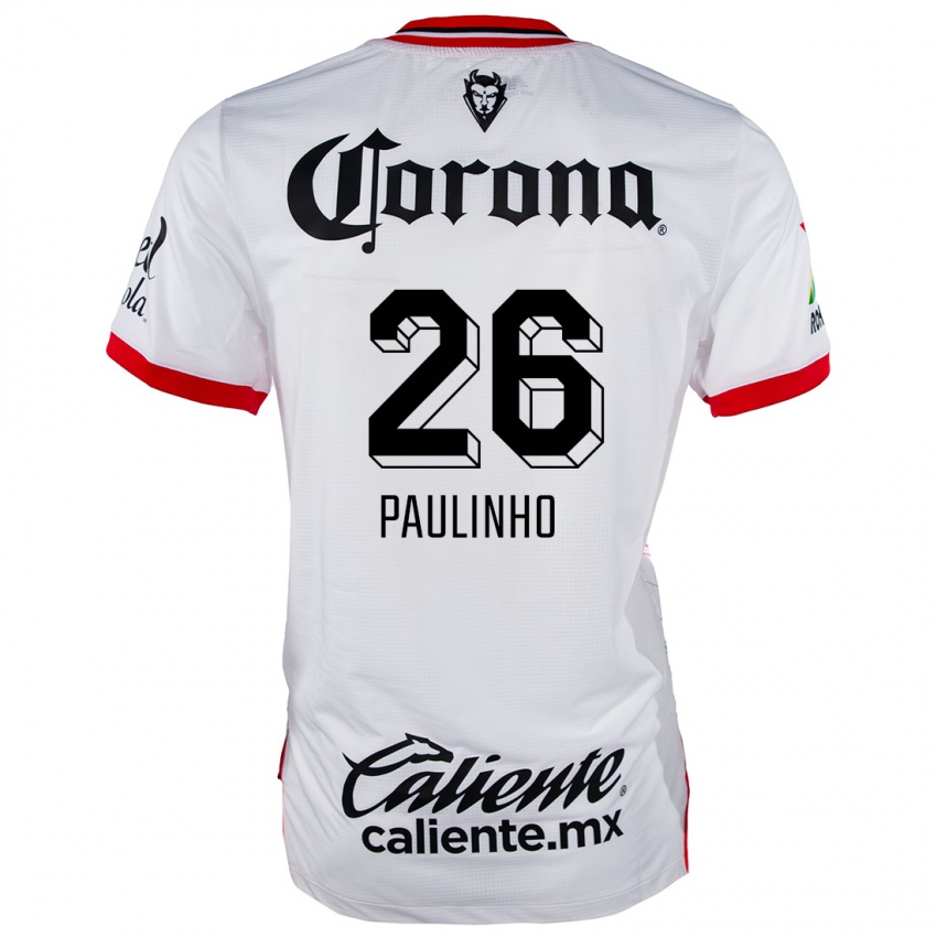 Niño Camiseta Paulinho #26 Blanco Rojo 2ª Equipación 2024/25 La Camisa