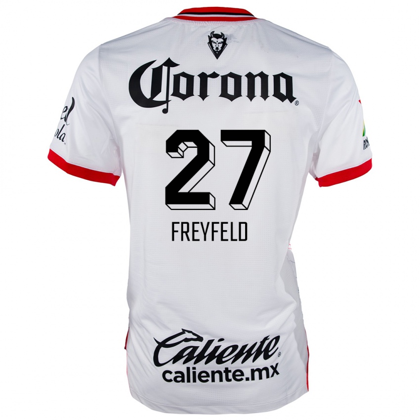 Niño Camiseta Emiliano Freyfeld #27 Blanco Rojo 2ª Equipación 2024/25 La Camisa