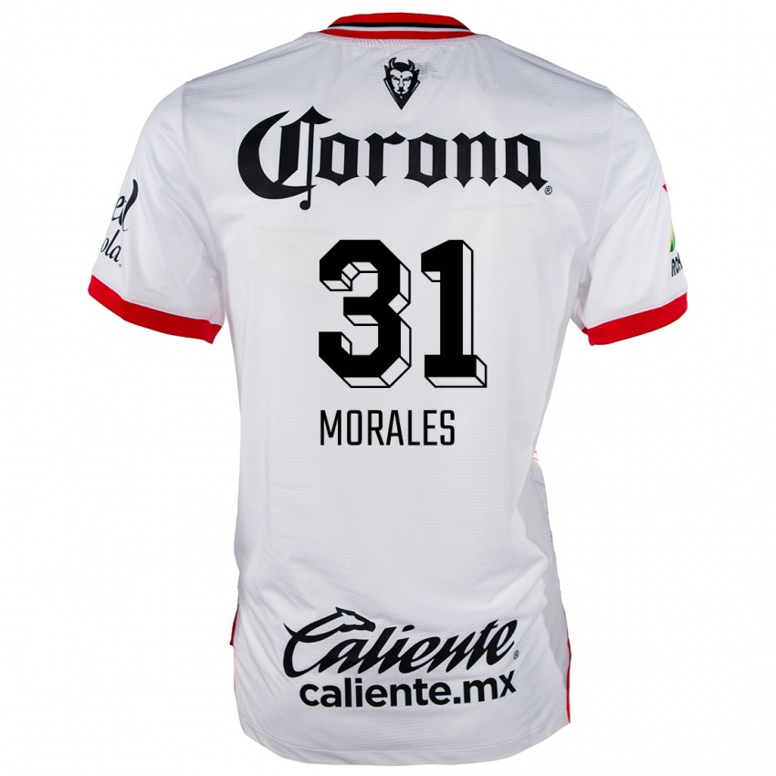 Niño Camiseta Robert Morales #31 Blanco Rojo 2ª Equipación 2024/25 La Camisa