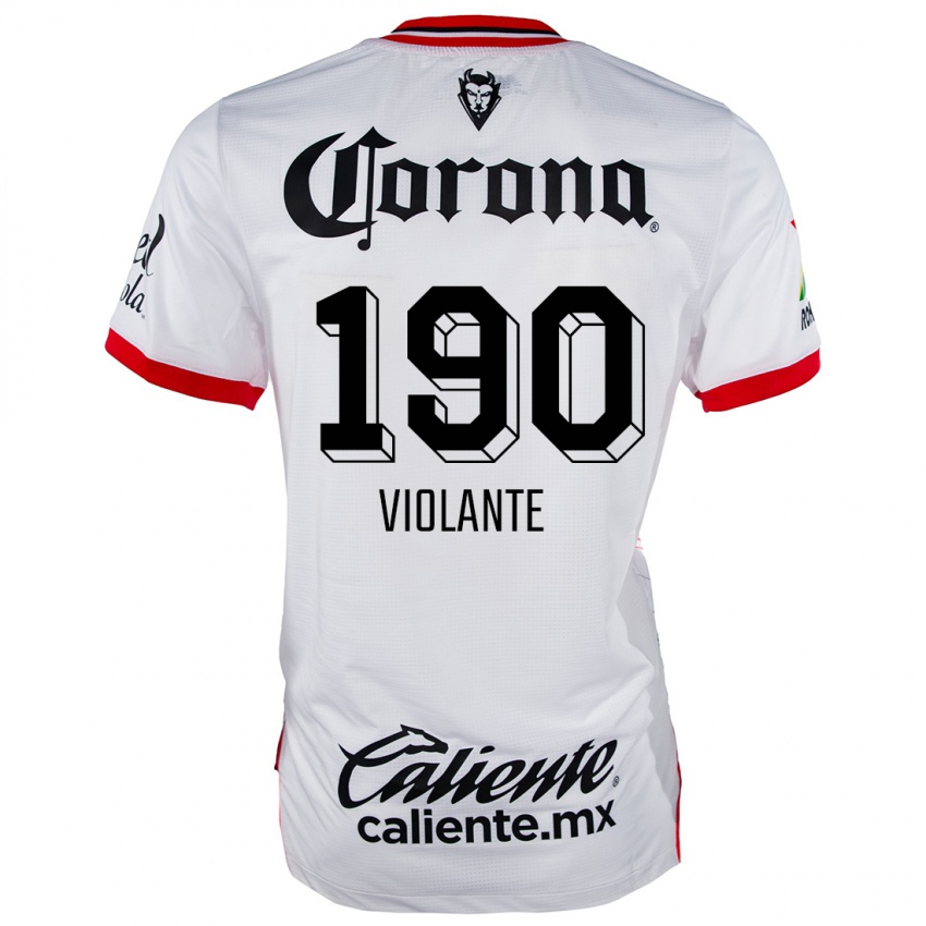 Niño Camiseta Isaías Violante #190 Blanco Rojo 2ª Equipación 2024/25 La Camisa