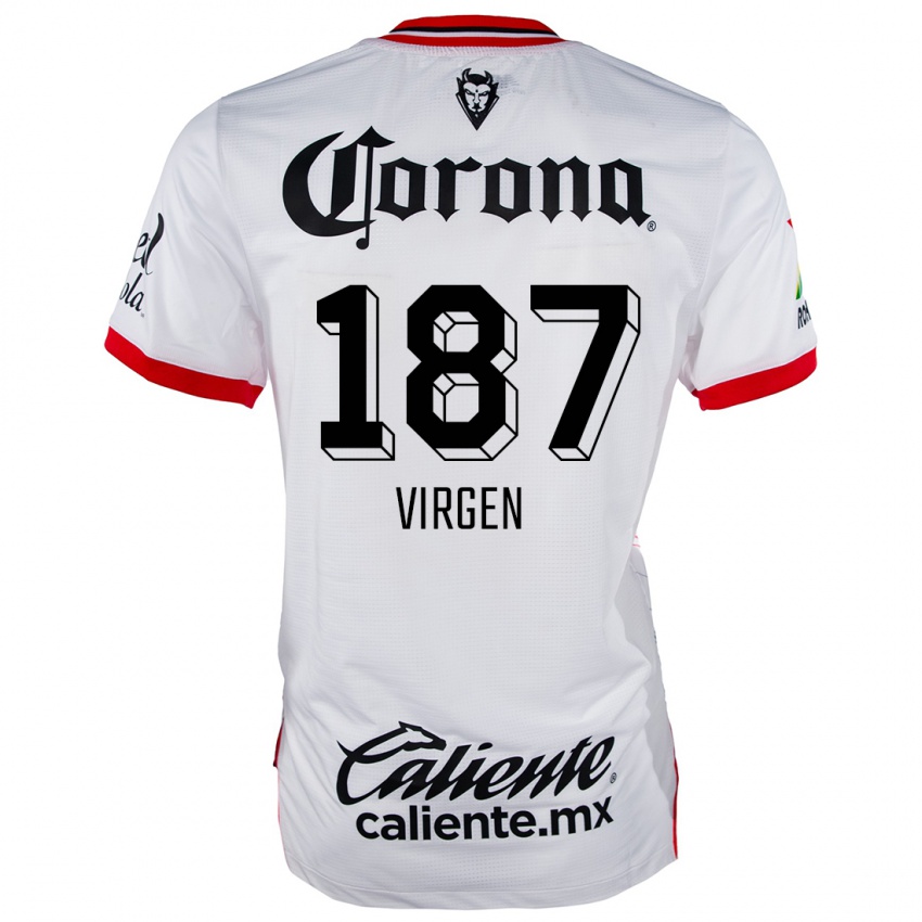 Niño Camiseta Oswaldo Virgen #187 Blanco Rojo 2ª Equipación 2024/25 La Camisa