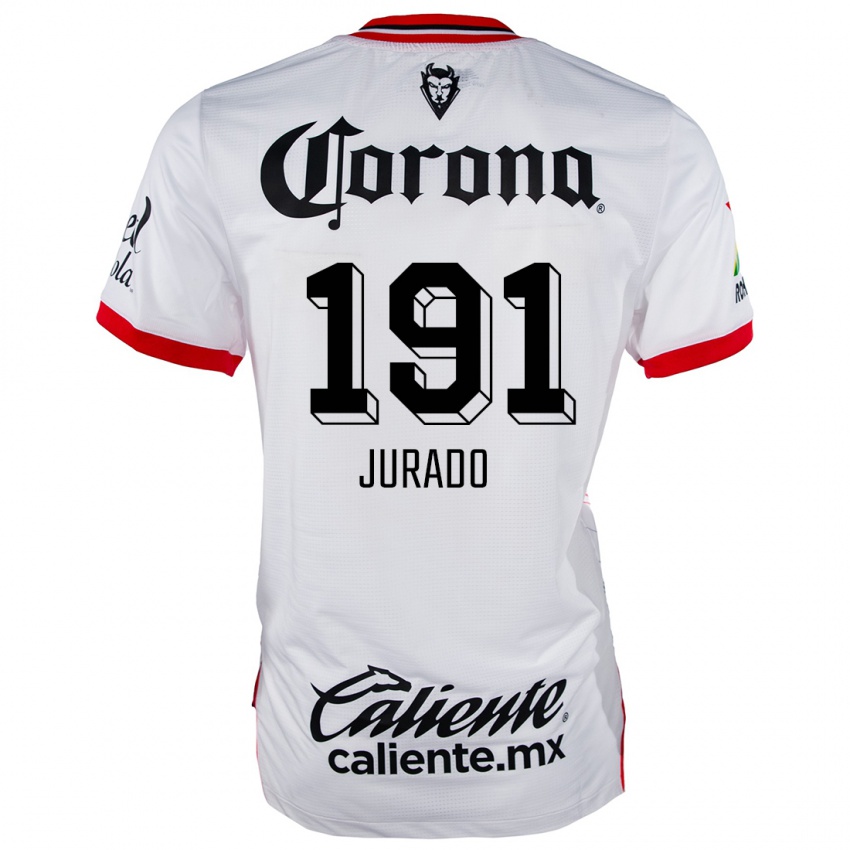 Niño Camiseta Pablo Jurado #191 Blanco Rojo 2ª Equipación 2024/25 La Camisa