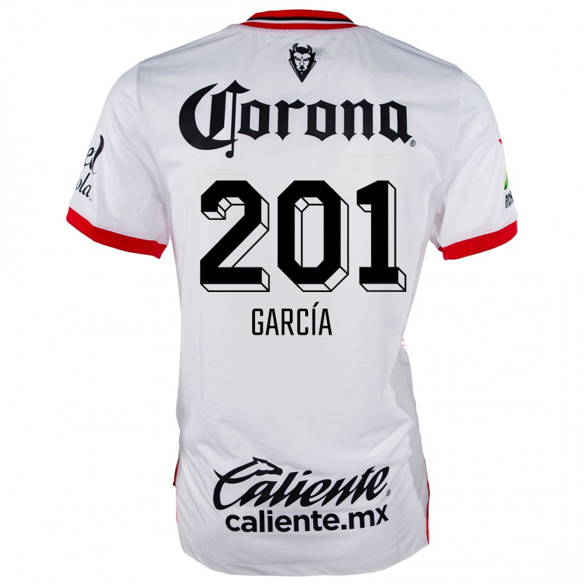 Niño Camiseta Eros García #201 Blanco Rojo 2ª Equipación 2024/25 La Camisa