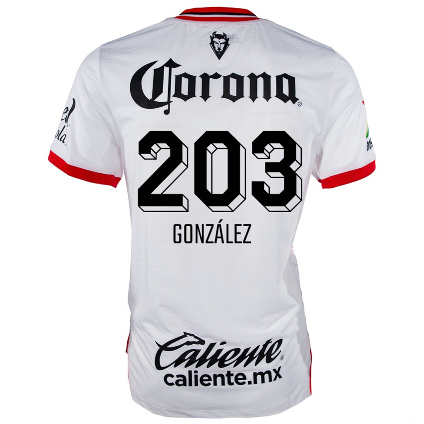 Niño Camiseta Luis González #203 Blanco Rojo 2ª Equipación 2024/25 La Camisa