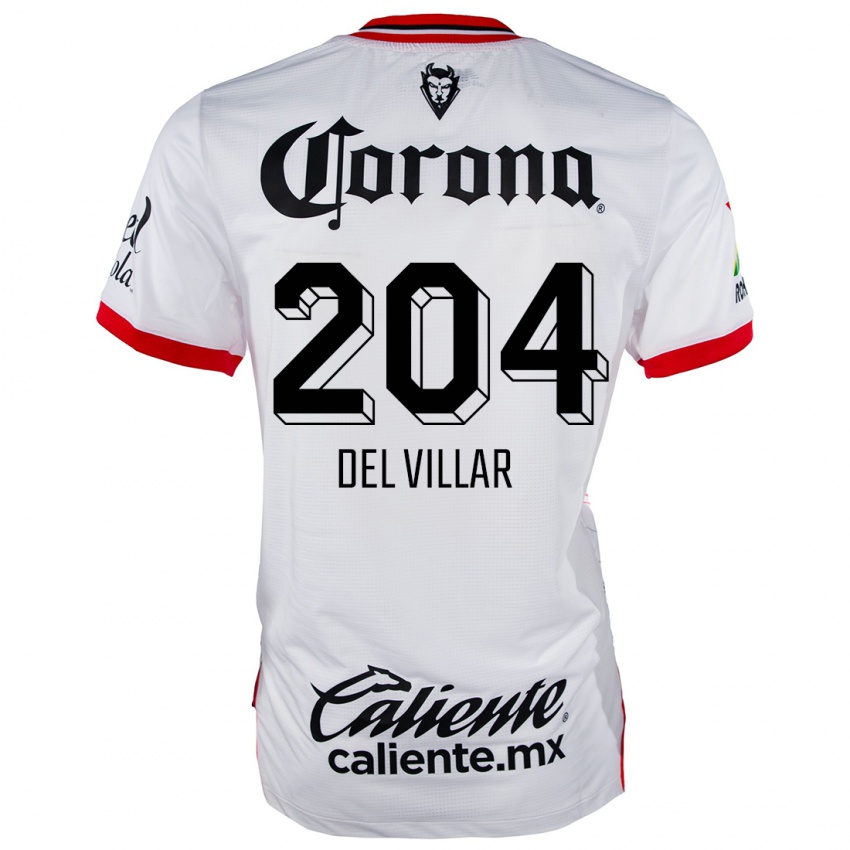 Niño Camiseta Everardo Del Villar #204 Blanco Rojo 2ª Equipación 2024/25 La Camisa