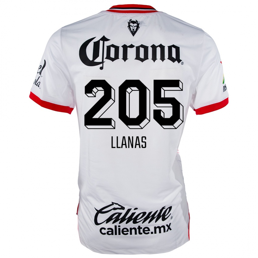 Niño Camiseta Emmanuel Llanas #205 Blanco Rojo 2ª Equipación 2024/25 La Camisa