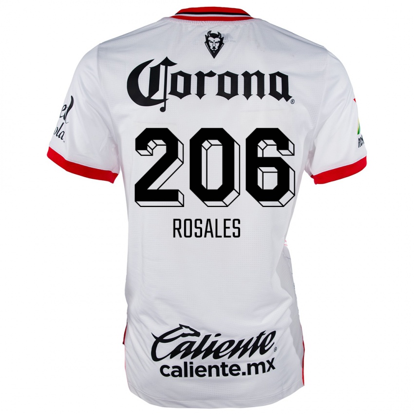 Niño Camiseta Santiago Rosales #206 Blanco Rojo 2ª Equipación 2024/25 La Camisa