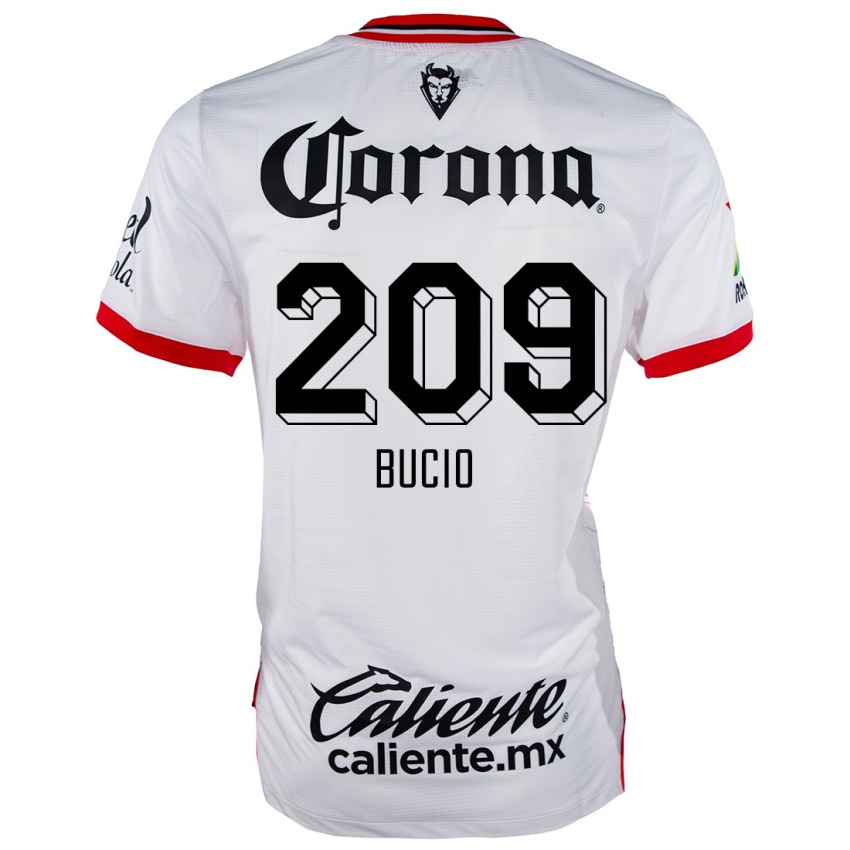 Niño Camiseta Sebastián Bucio #209 Blanco Rojo 2ª Equipación 2024/25 La Camisa