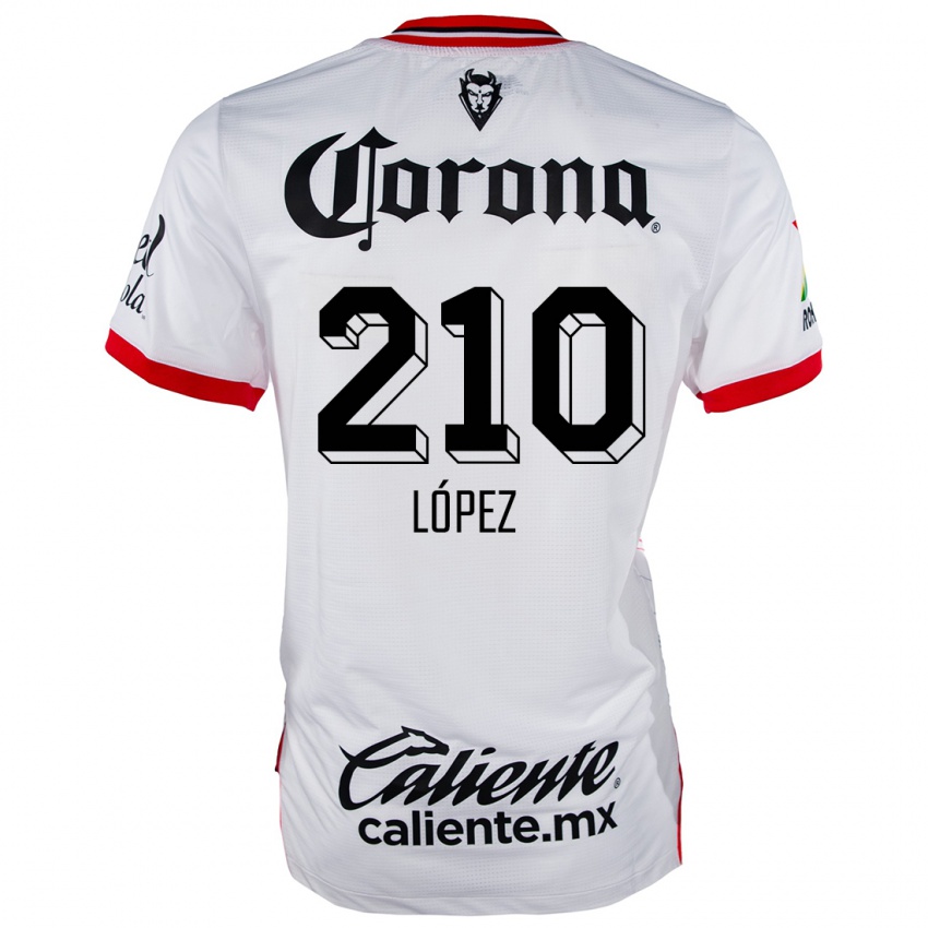 Niño Camiseta Juan López #210 Blanco Rojo 2ª Equipación 2024/25 La Camisa