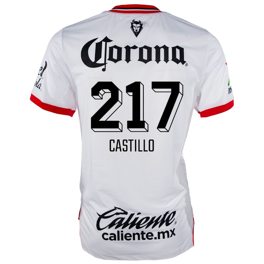 Niño Camiseta Klever Castillo #217 Blanco Rojo 2ª Equipación 2024/25 La Camisa